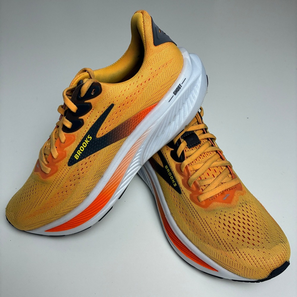 Brooks Ghost 15 Mens Running Shoes Yellow Orange Low Top Sneakers 1103931D764
